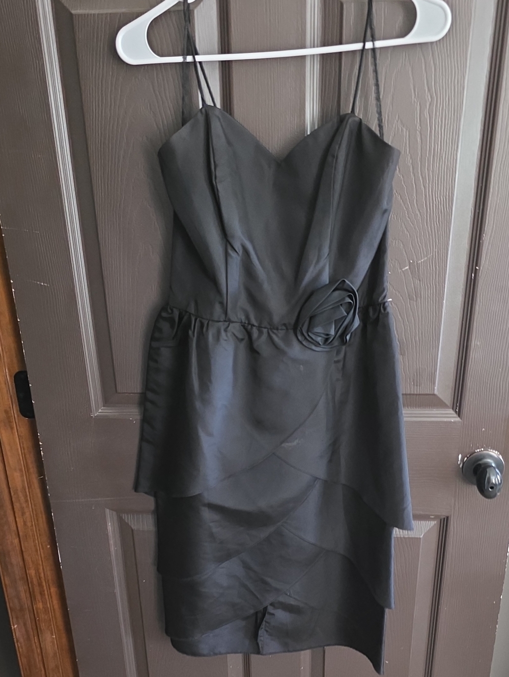 Vintage Black Spaghetti-Strap Cocktail Dress With Rose